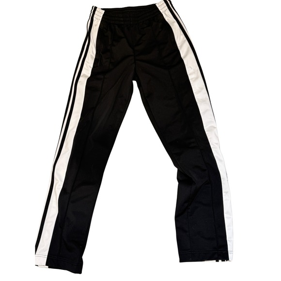 Adidas Snap Track Pants Black White 3 Stripe Tearaway Joggers Womens XS Retro - Picture 7 of 10
